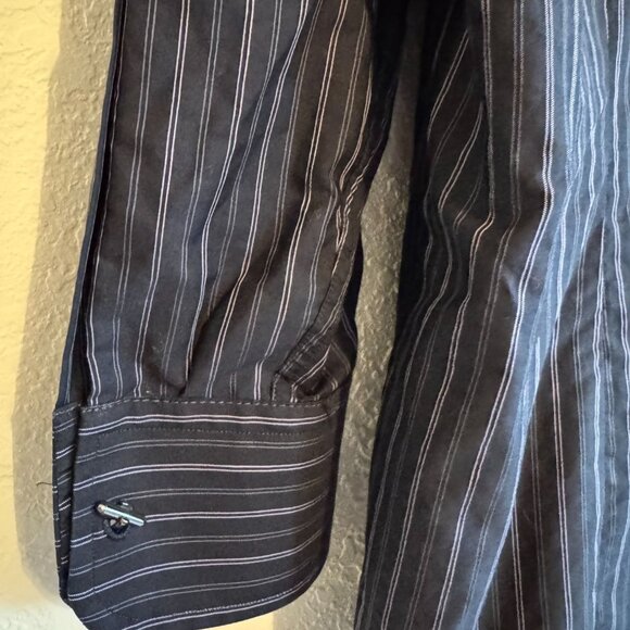 Dolce & Gabbana Mens Luxury Black Striped Long Sleeve Button-Up Shirt 100% Cotto - Picture 3 of 8